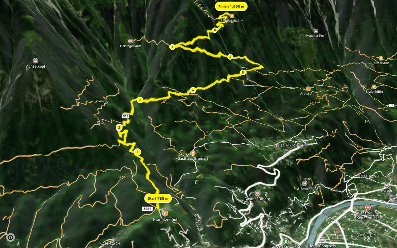 Bodenstein Alm seen over 3D terrain