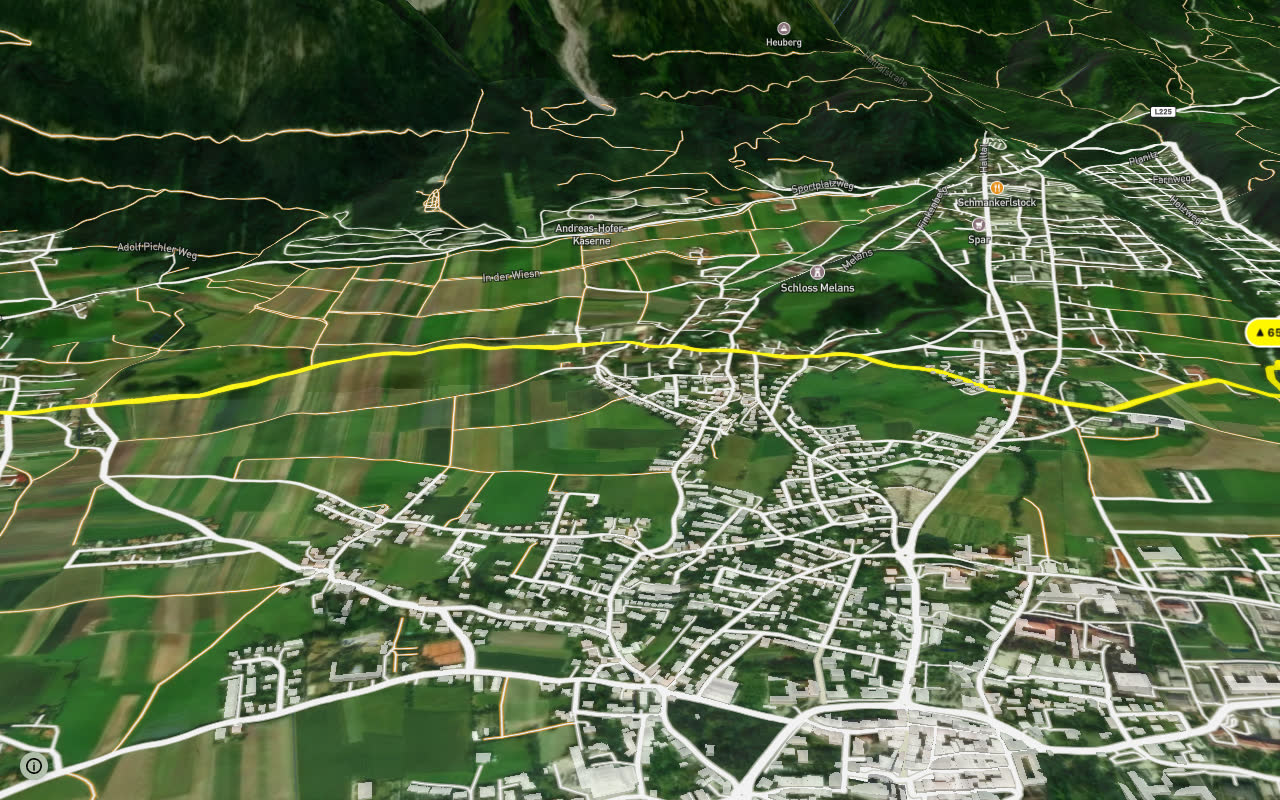 H4 Arzl - Mils seen over 3D terrain