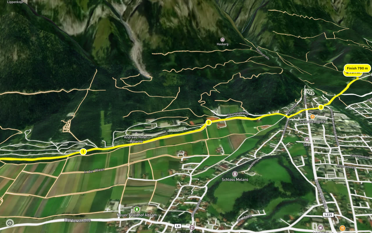 H5 Thaur - Walderkapelle seen over 3D terrain