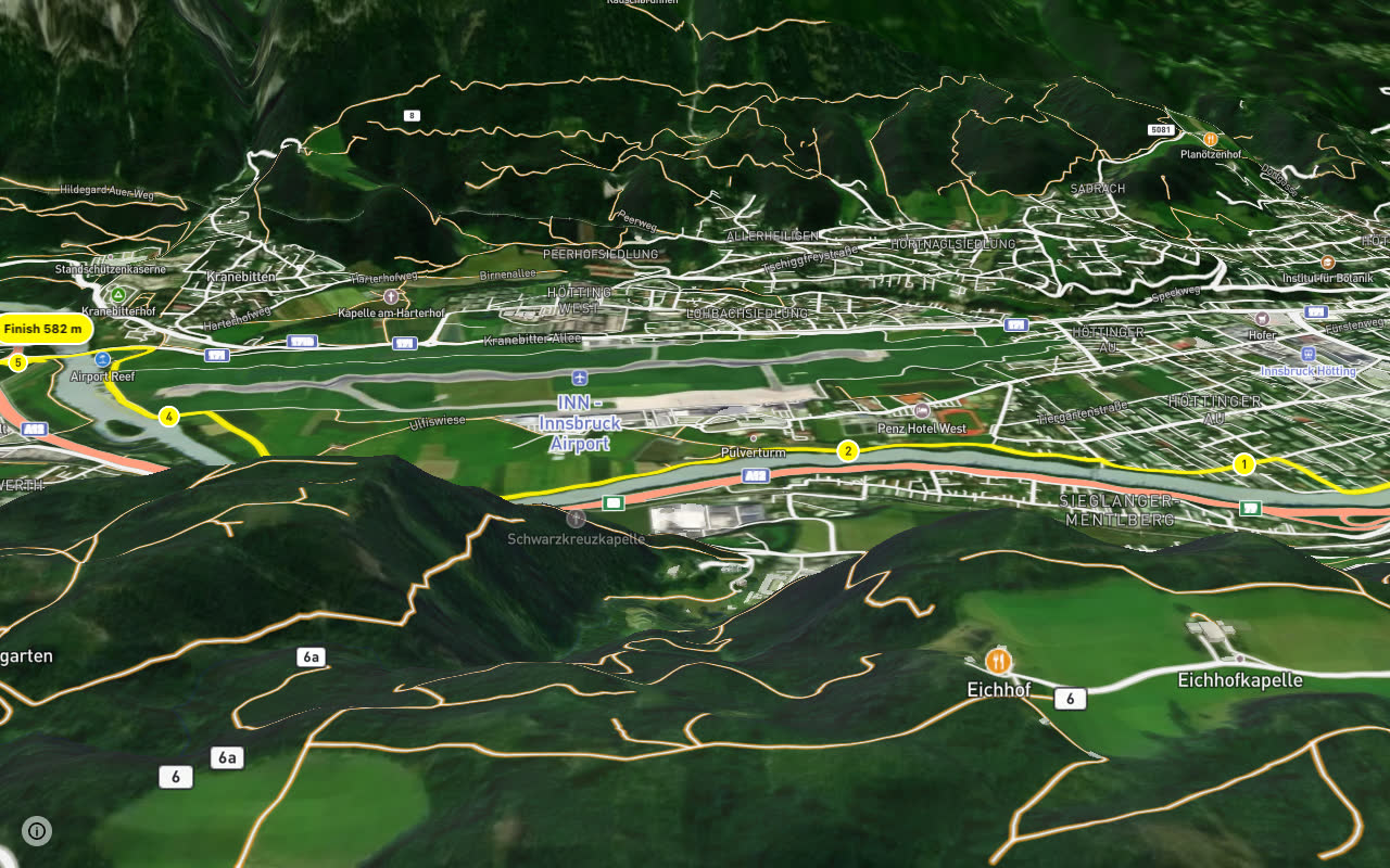 Innradweg - Alternative Höttinger Au seen over 3D terrain