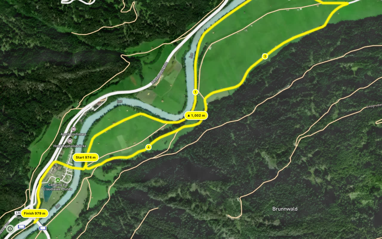 Innradweg Tiroler Oberland seen over 3D terrain