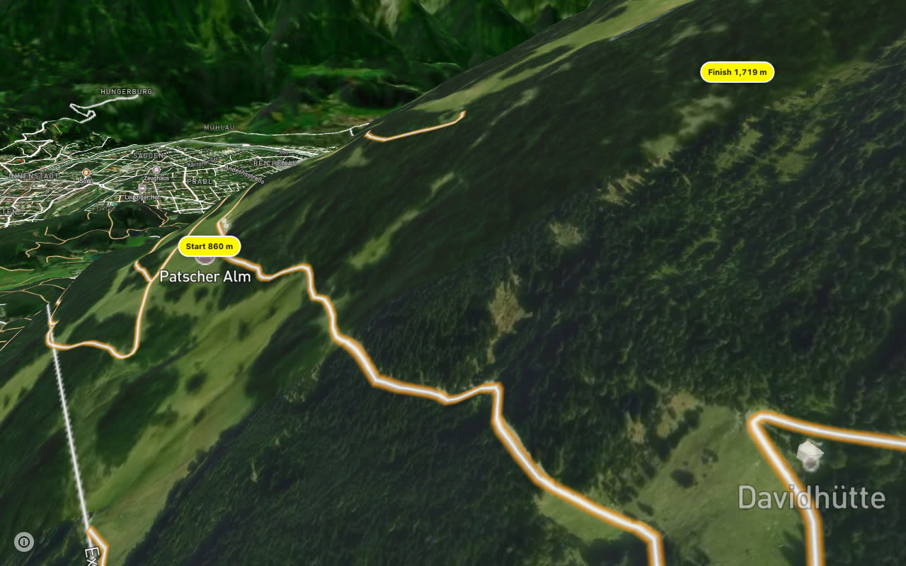 Lanser Alm seen over 3D terrain