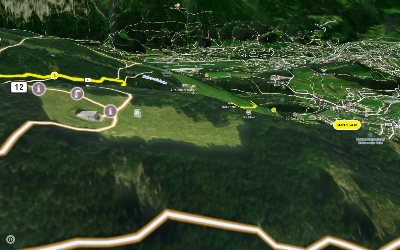 Mutterer Alm - Kreither Alm seen over 3D terrain