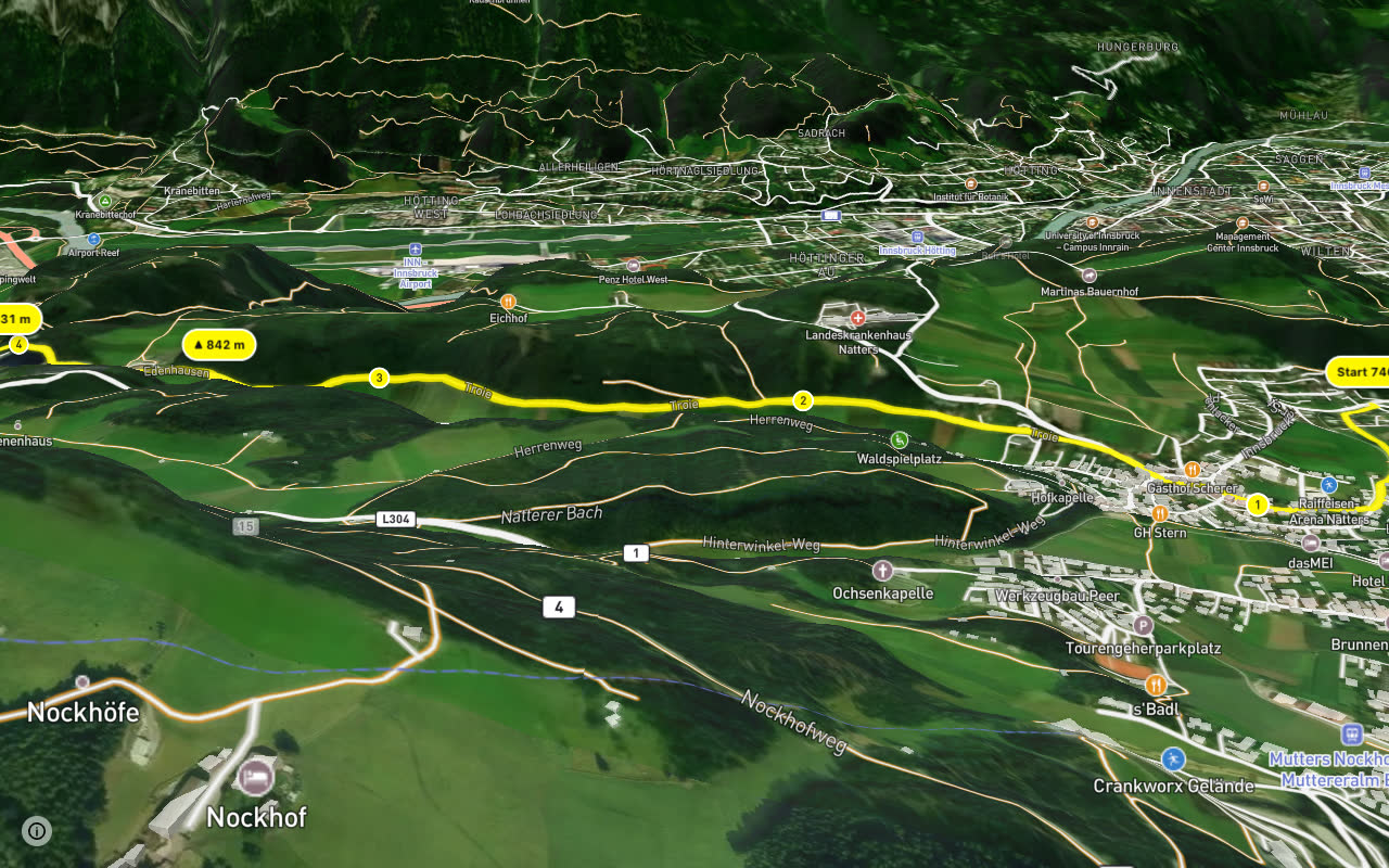 Natterer Boden-Runde seen over 3D terrain