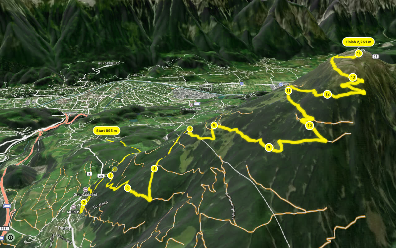 Patscherkofel seen over 3D terrain