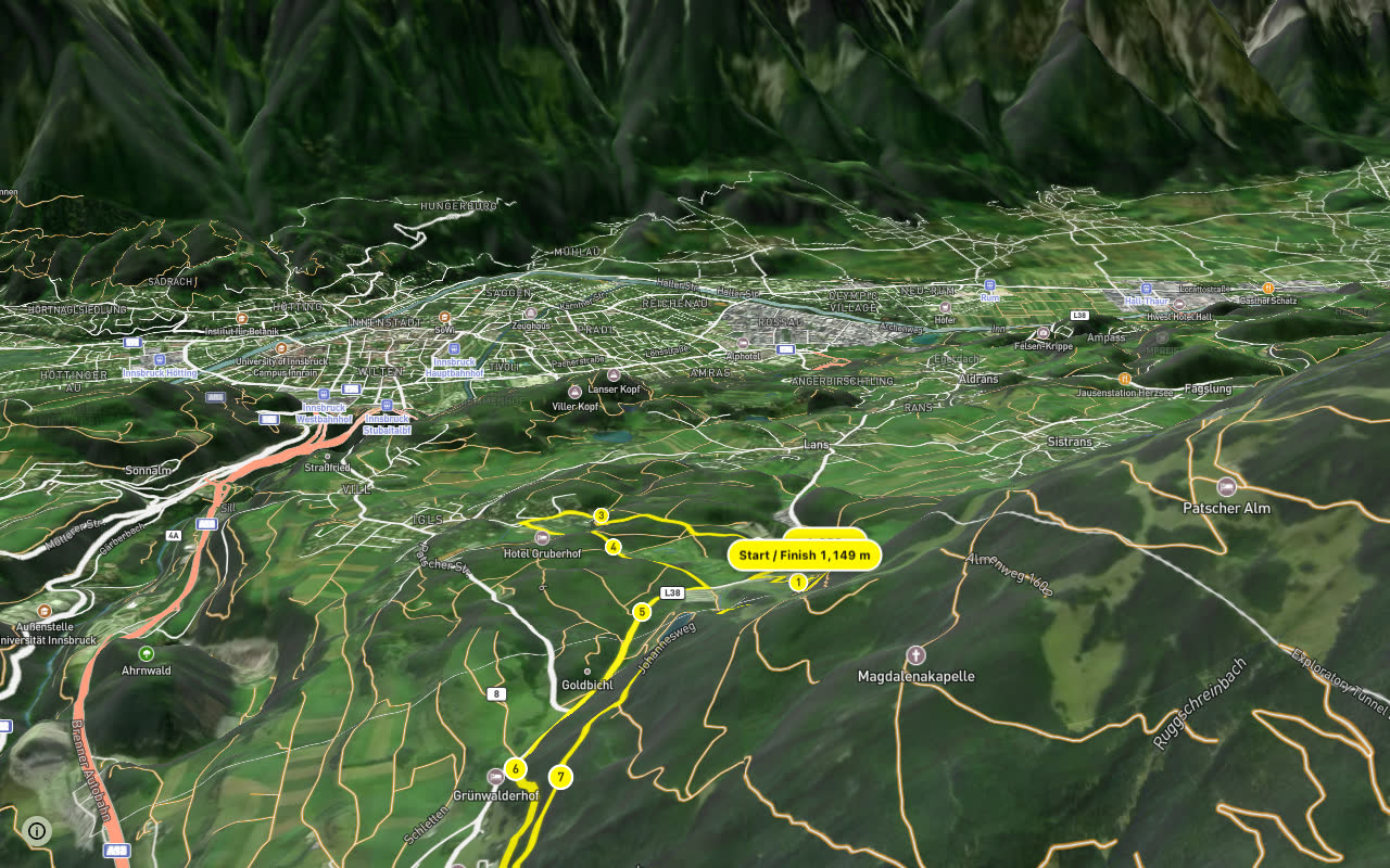 Patscherkofel - Rundkurs seen over 3D terrain