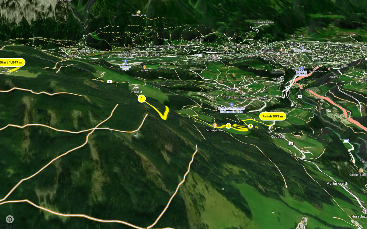 Raitiseralmweg seen over 3D terrain