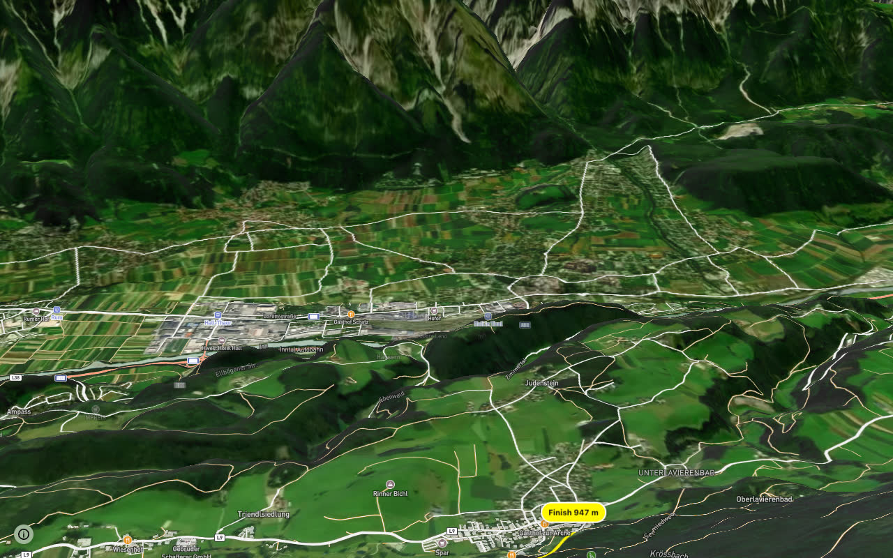 Rinner-Alm seen over 3D terrain