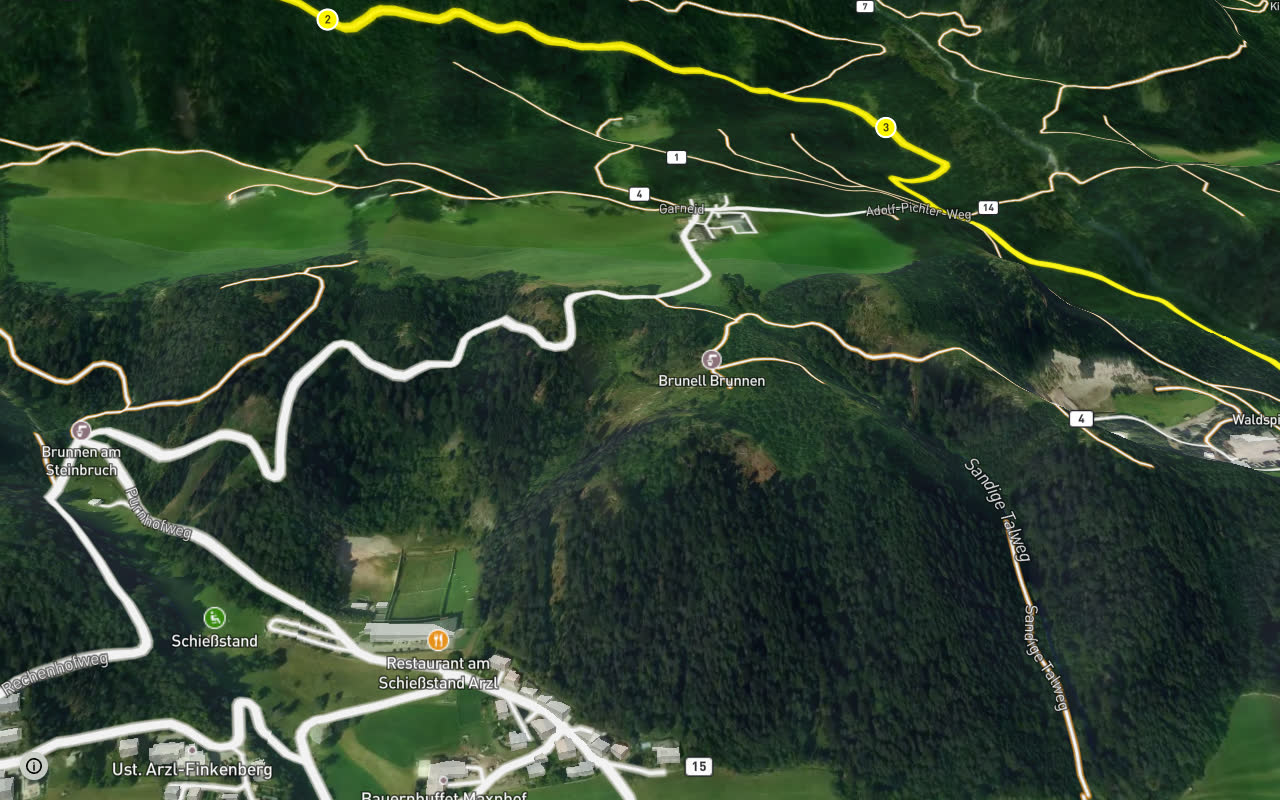 Rumer Alm seen over 3D terrain