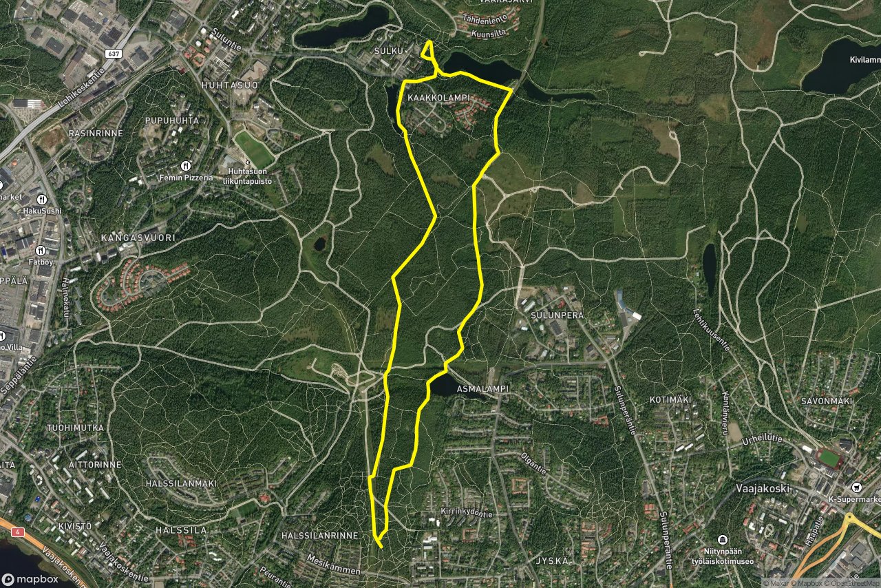 Vääräpolku 8 km loop seen over 3D terrain
