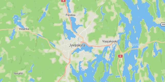 Map of the routes around Jyväskylä