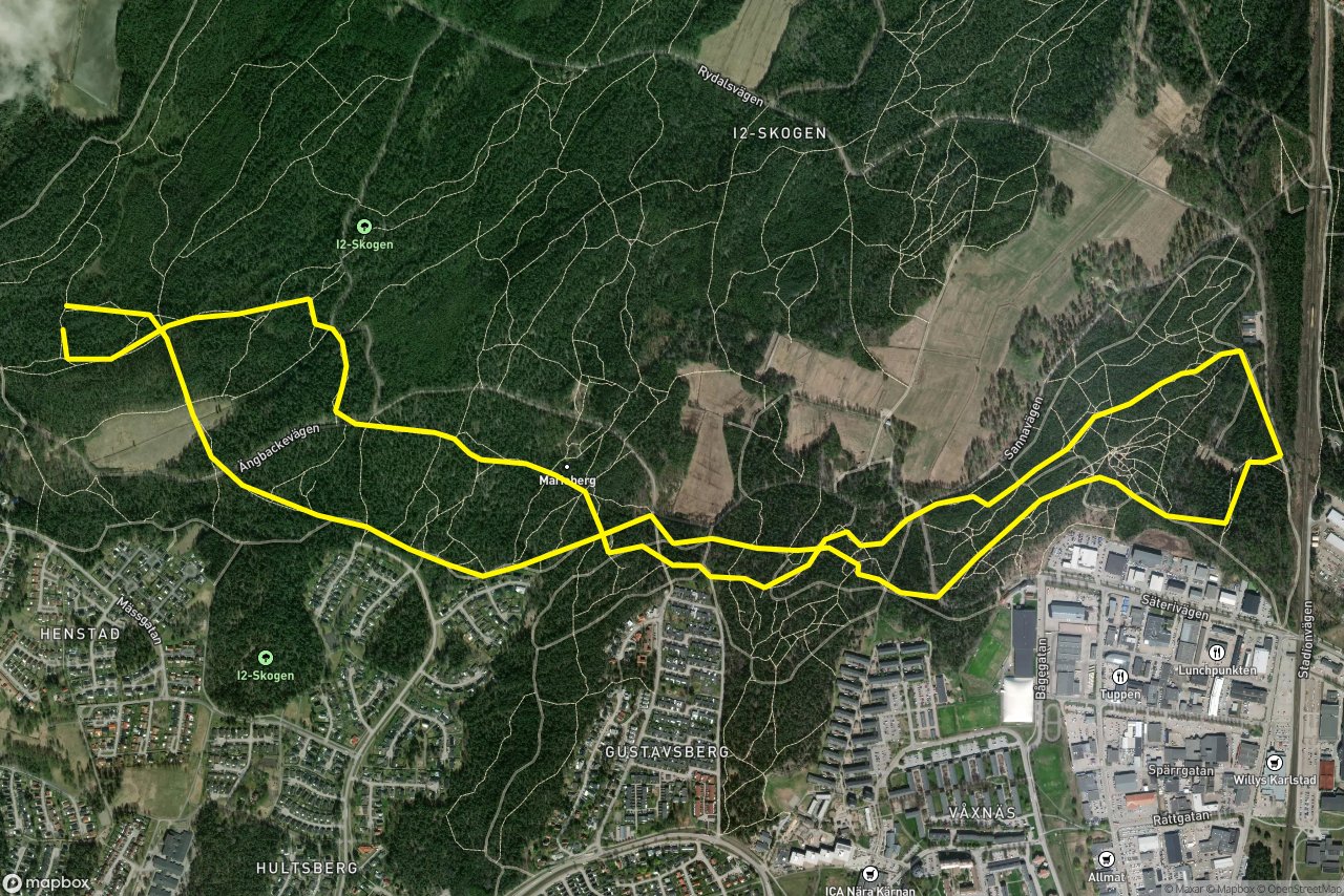 Ängbackevägen – Sannavägen 9 km loop seen over 3D terrain