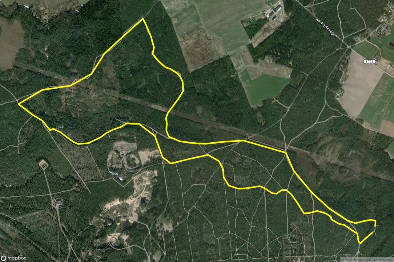 Karlstad 10 km loop seen over 3D terrain