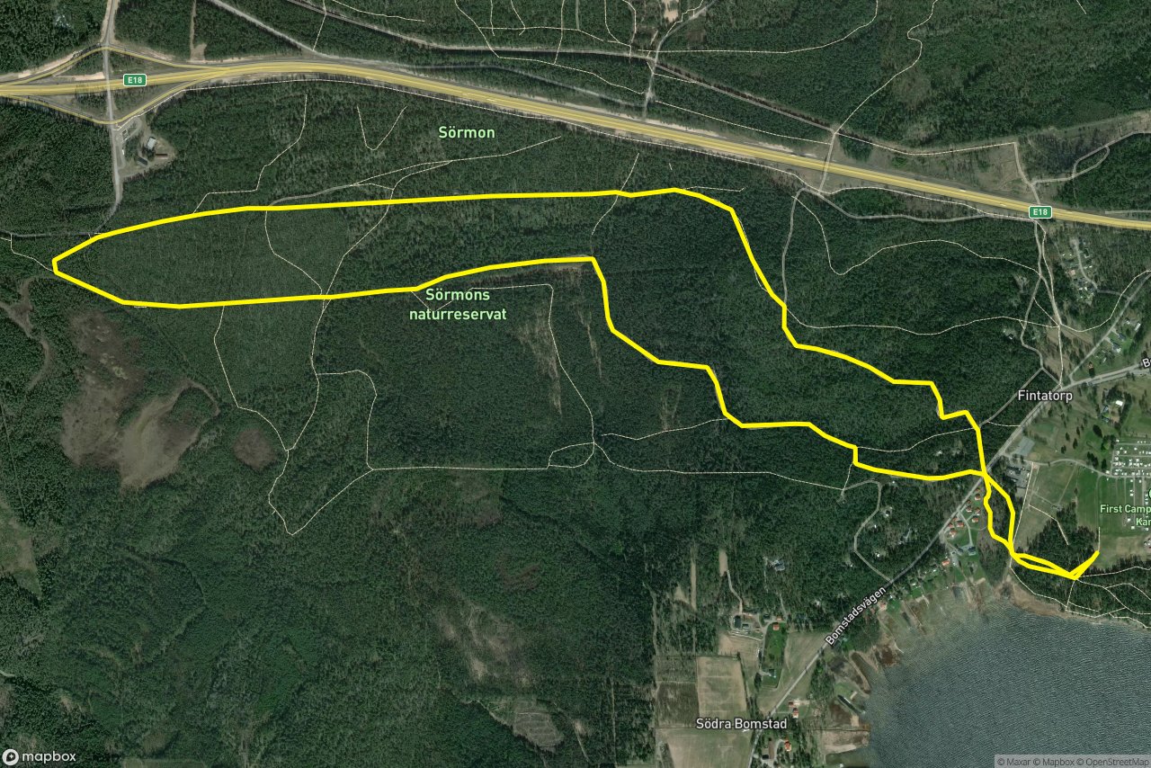 Karlstad 7 km loop seen over 3D terrain