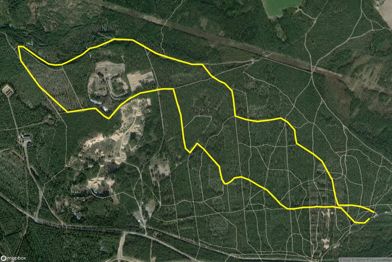 Tvärstigen 8 km loop seen over 3D terrain