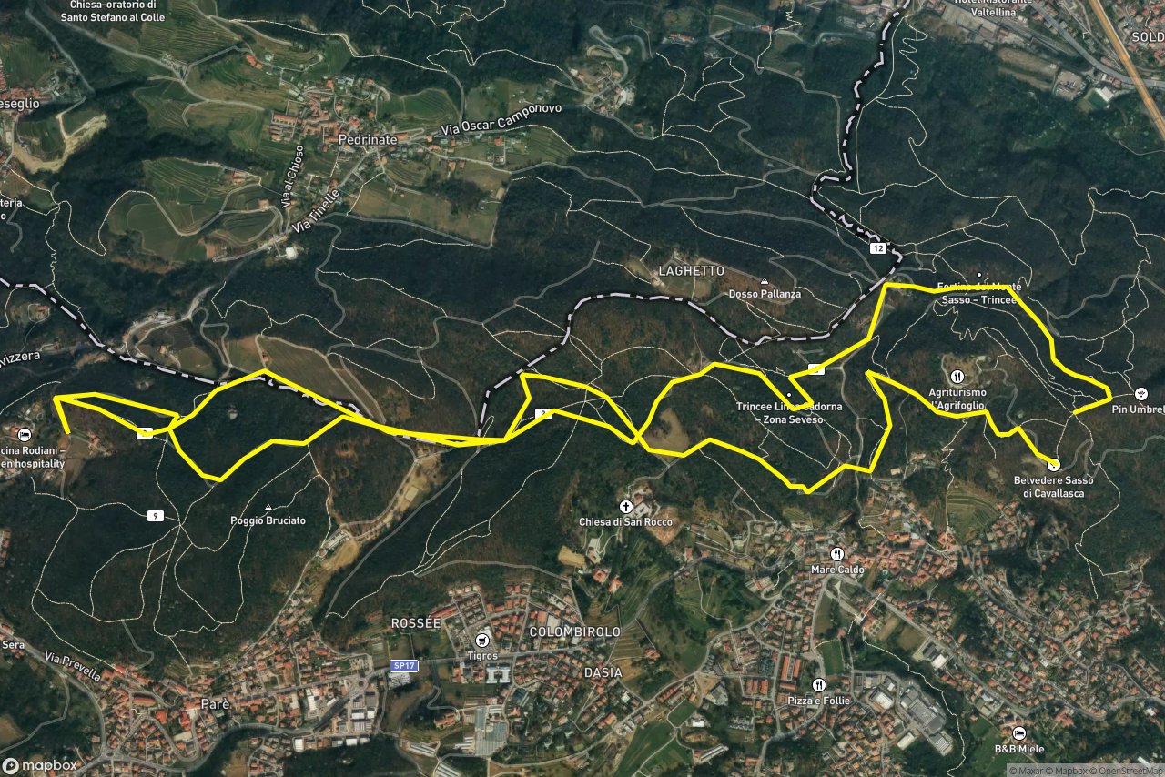 Via Parco Solare – Via Monte Sasso 10 km loop seen over 3D terrain