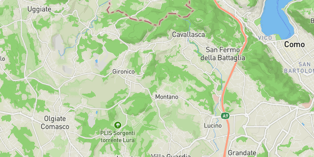 Map of the routes around Lugano