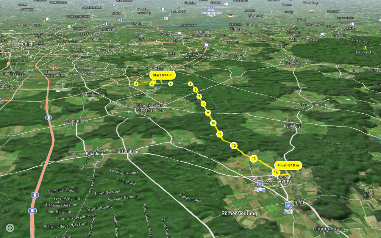 Aying - Hohenbrunn / Putzbrunn seen over 3D terrain