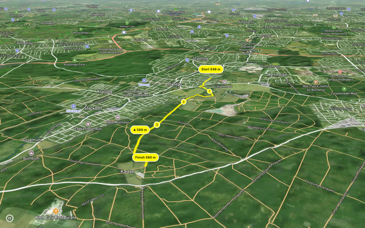 Gräfelfing - Forsthaus Kasten seen over 3D terrain