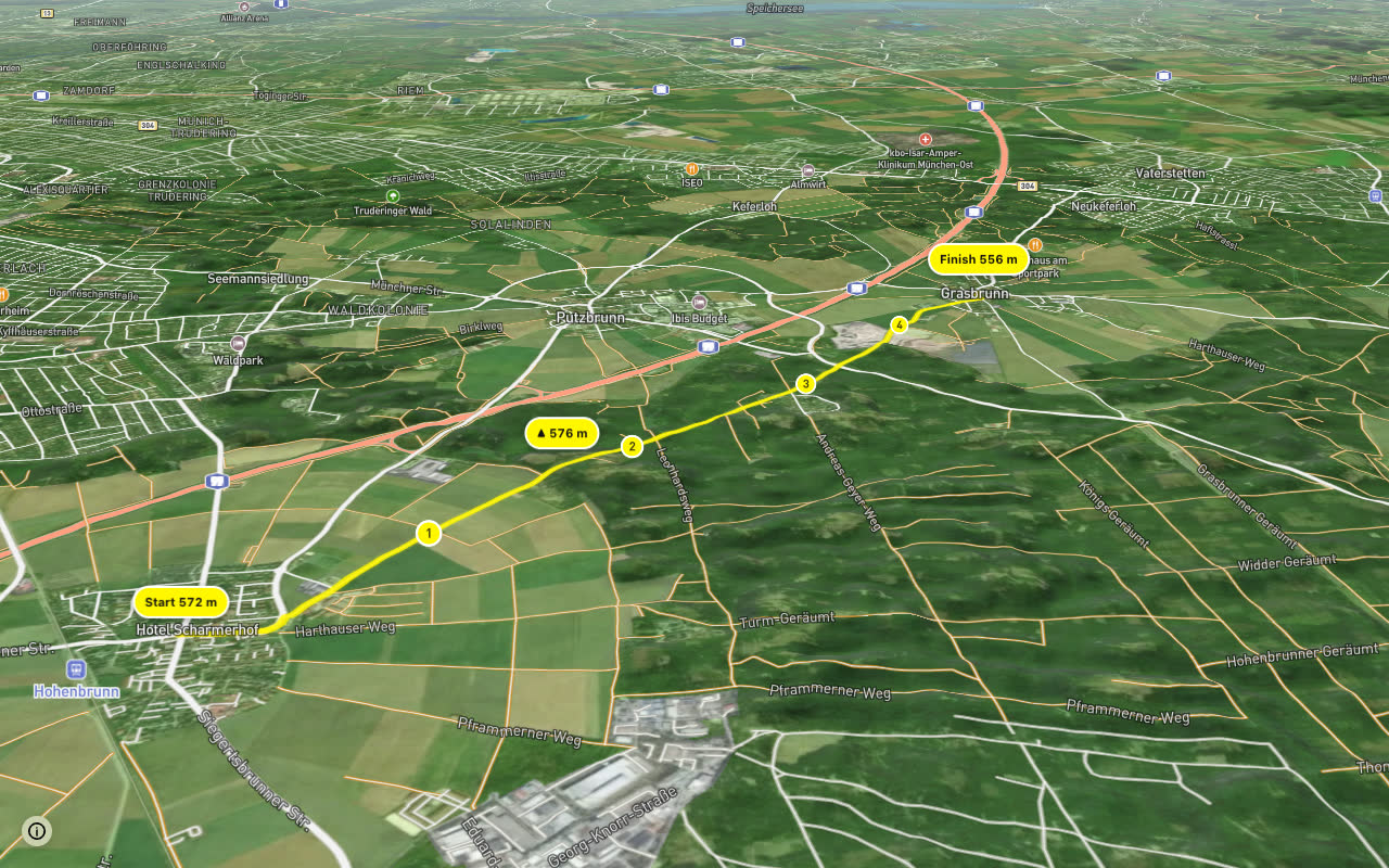 Hohenbrunn - Grasbrunn seen over 3D terrain