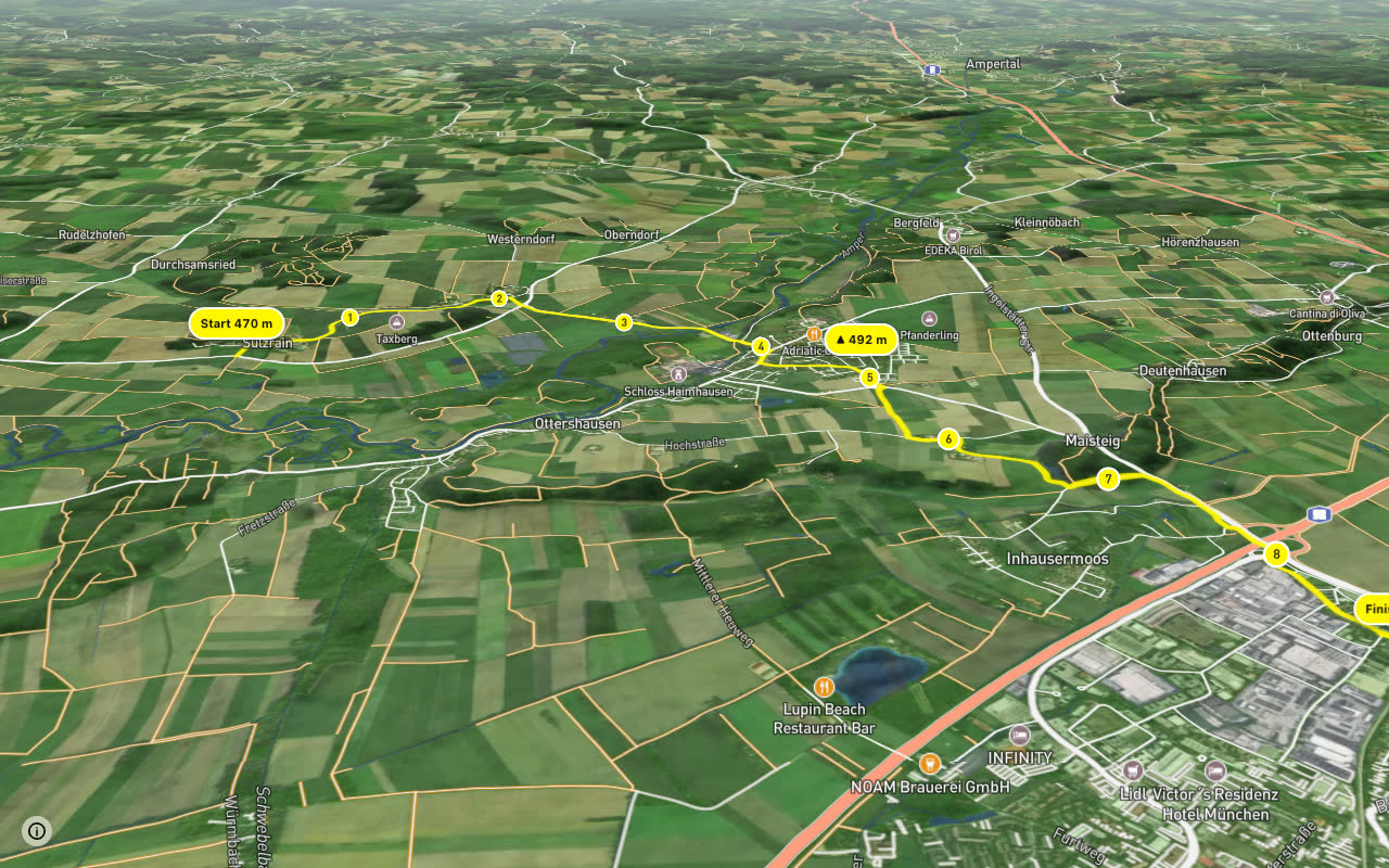 München-Sulzrain seen over 3D terrain