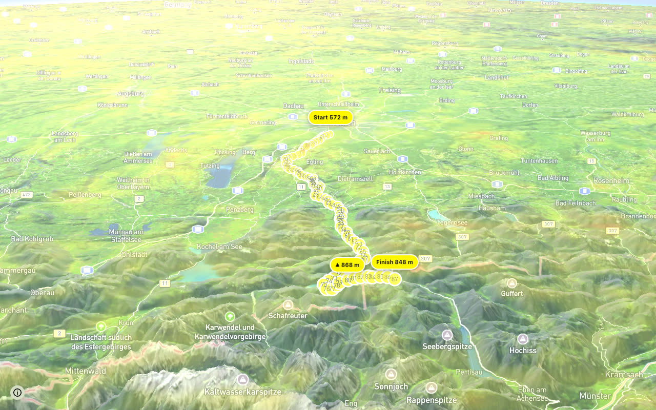 München - Venezia - Teil Deutschland 2a seen over 3D terrain