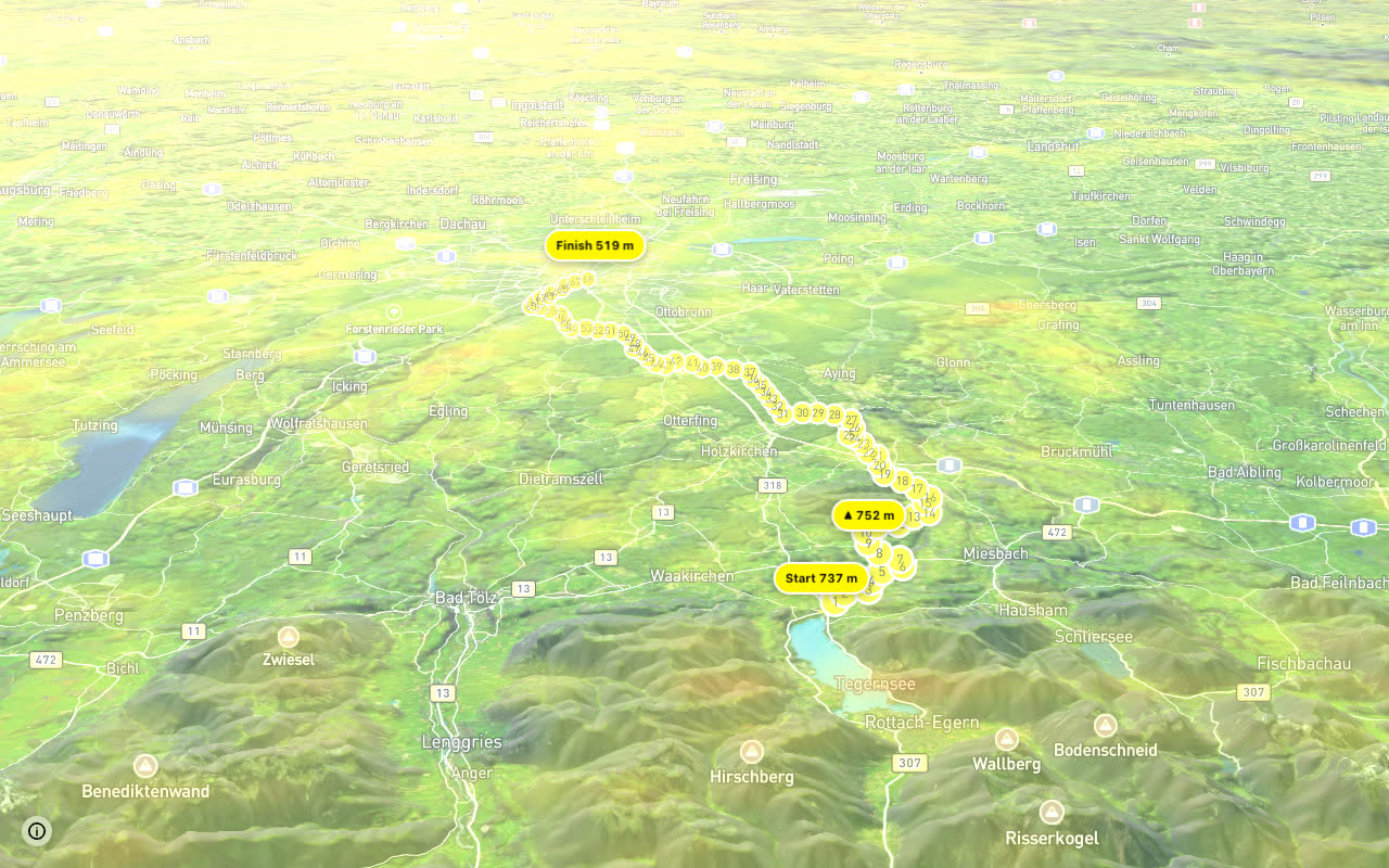 M-Wasserweg seen over 3D terrain