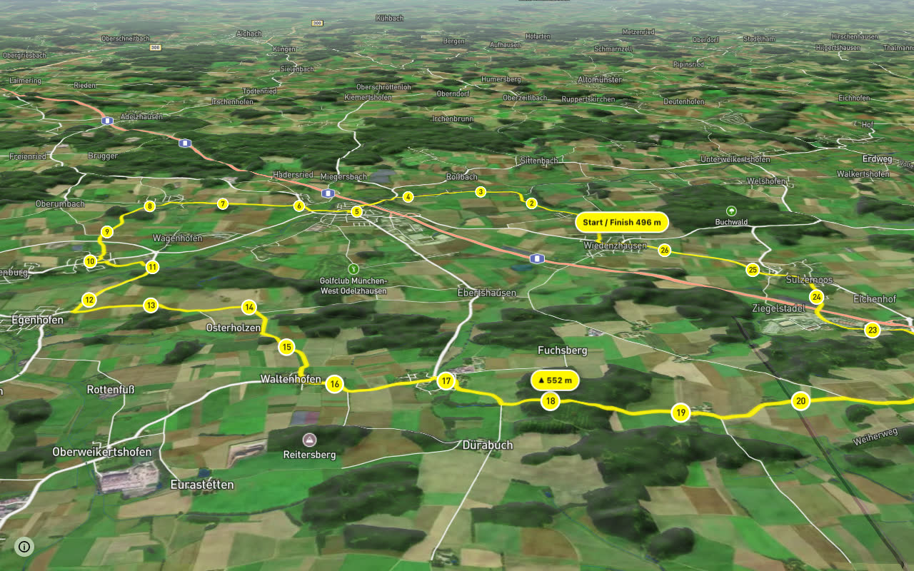 Räuber Kneißl Radweg seen over 3D terrain