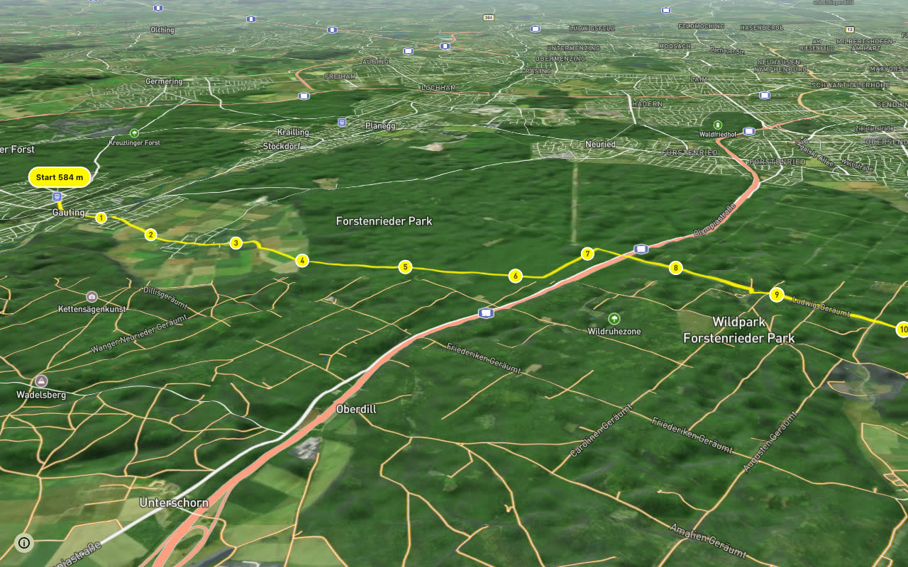 RRM Etappe 1 seen over 3D terrain
