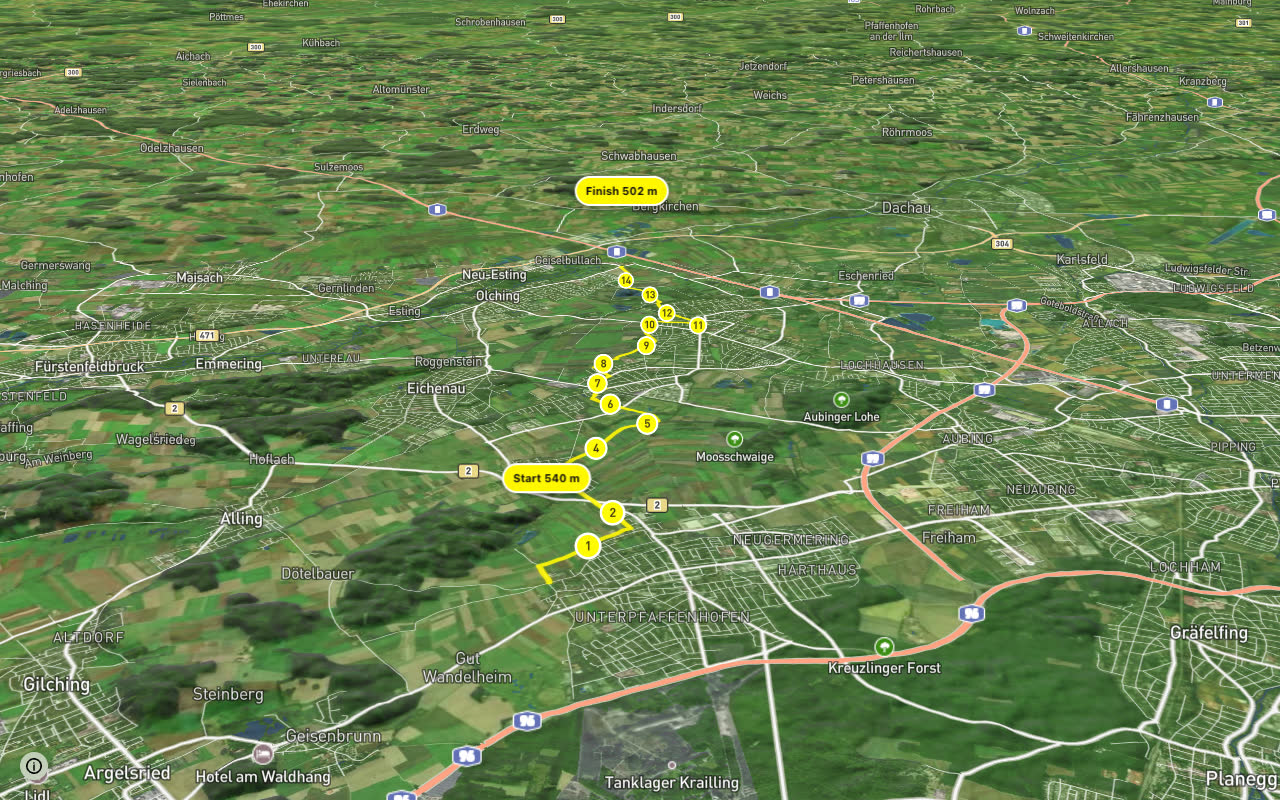 RRM Etappe 3 (Alternative) seen over 3D terrain