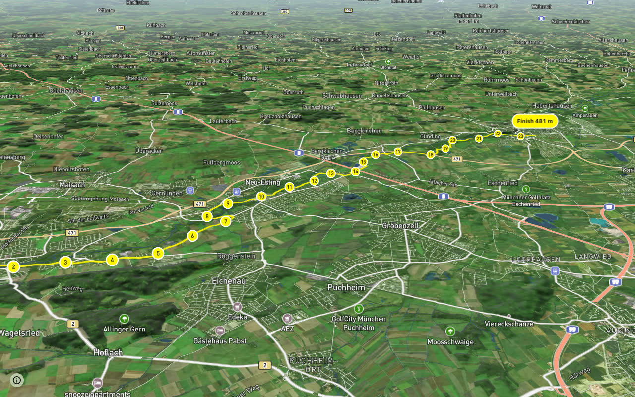 RRM Etappe 4 seen over 3D terrain