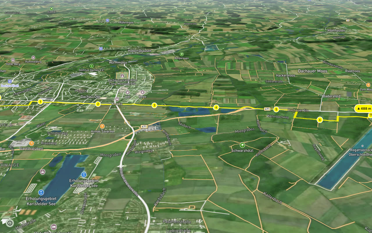 RRM Etappe 5 seen over 3D terrain