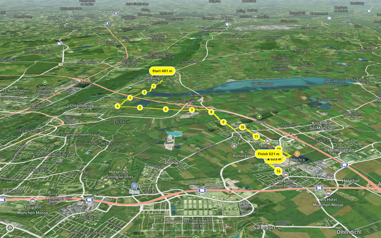RRM Etappe 6 seen over 3D terrain