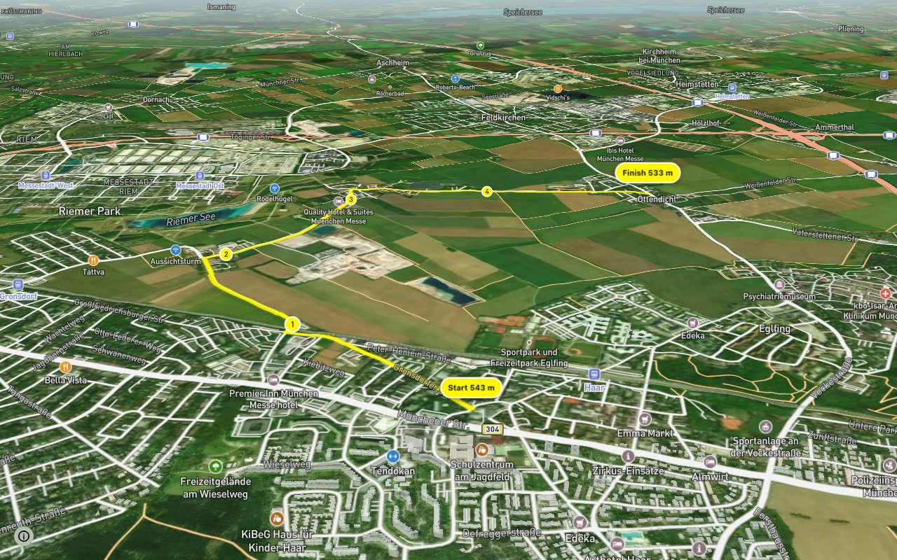 RRM Etappe 7 (Alternative) seen over 3D terrain