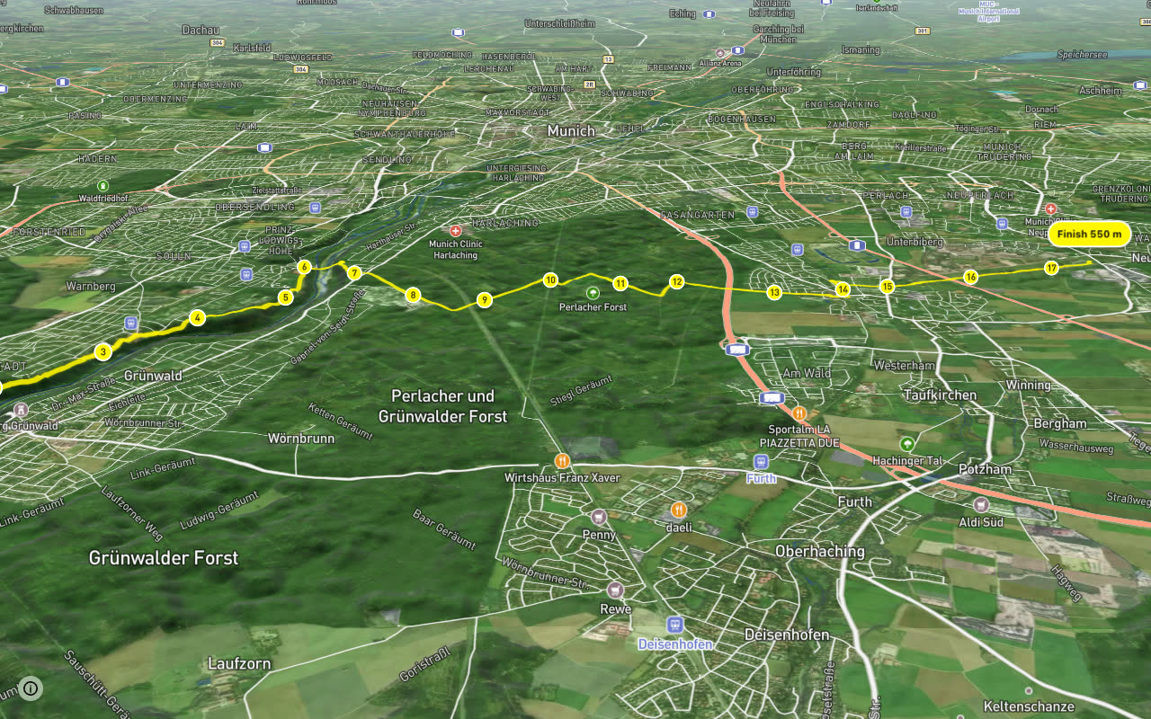 RRM Etappe 8 (Alternative) seen over 3D terrain