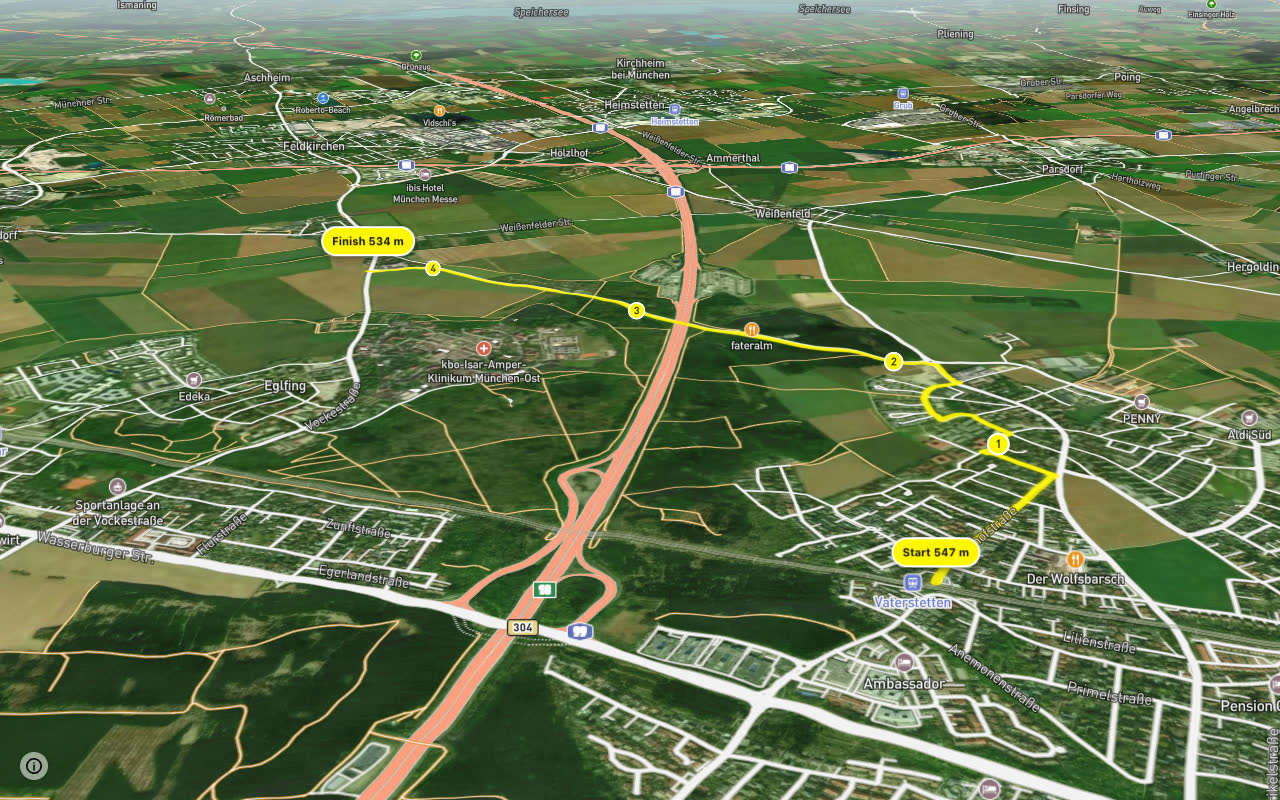 Vaterstetten - Ottendichl seen over 3D terrain