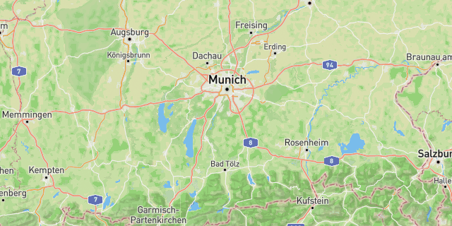 Map of the routes around Munich