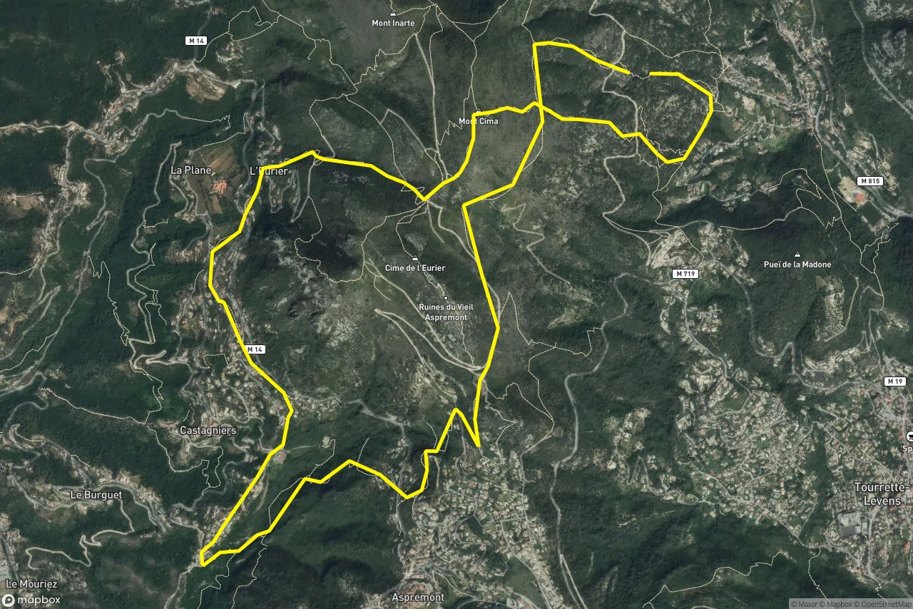 Chemin du Linguador – Caire Soutran 12 km loop seen over 3D terrain