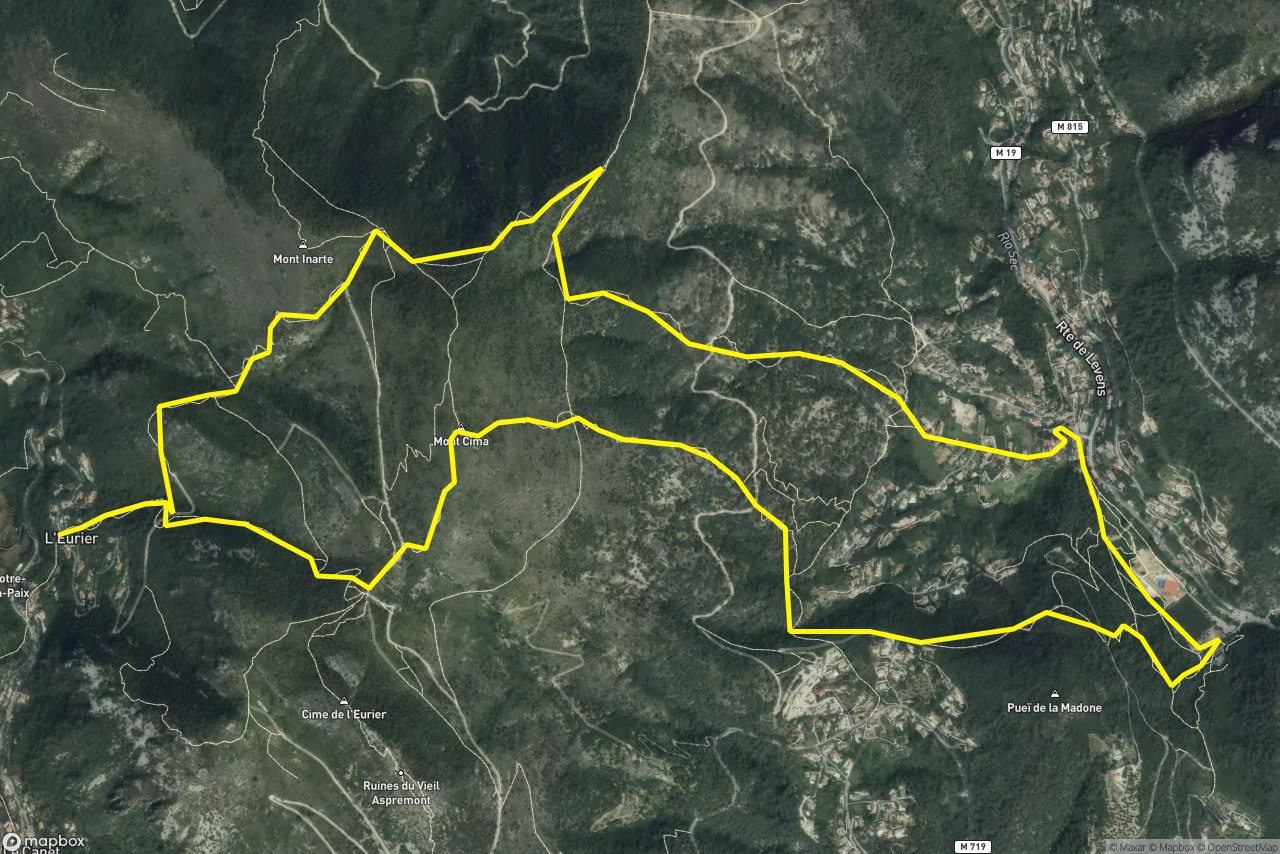 Chemin du Plan d'Ariou – Piste de Calamel 10 km loop seen over 3D terrain