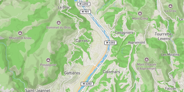 Map of the routes around Nice