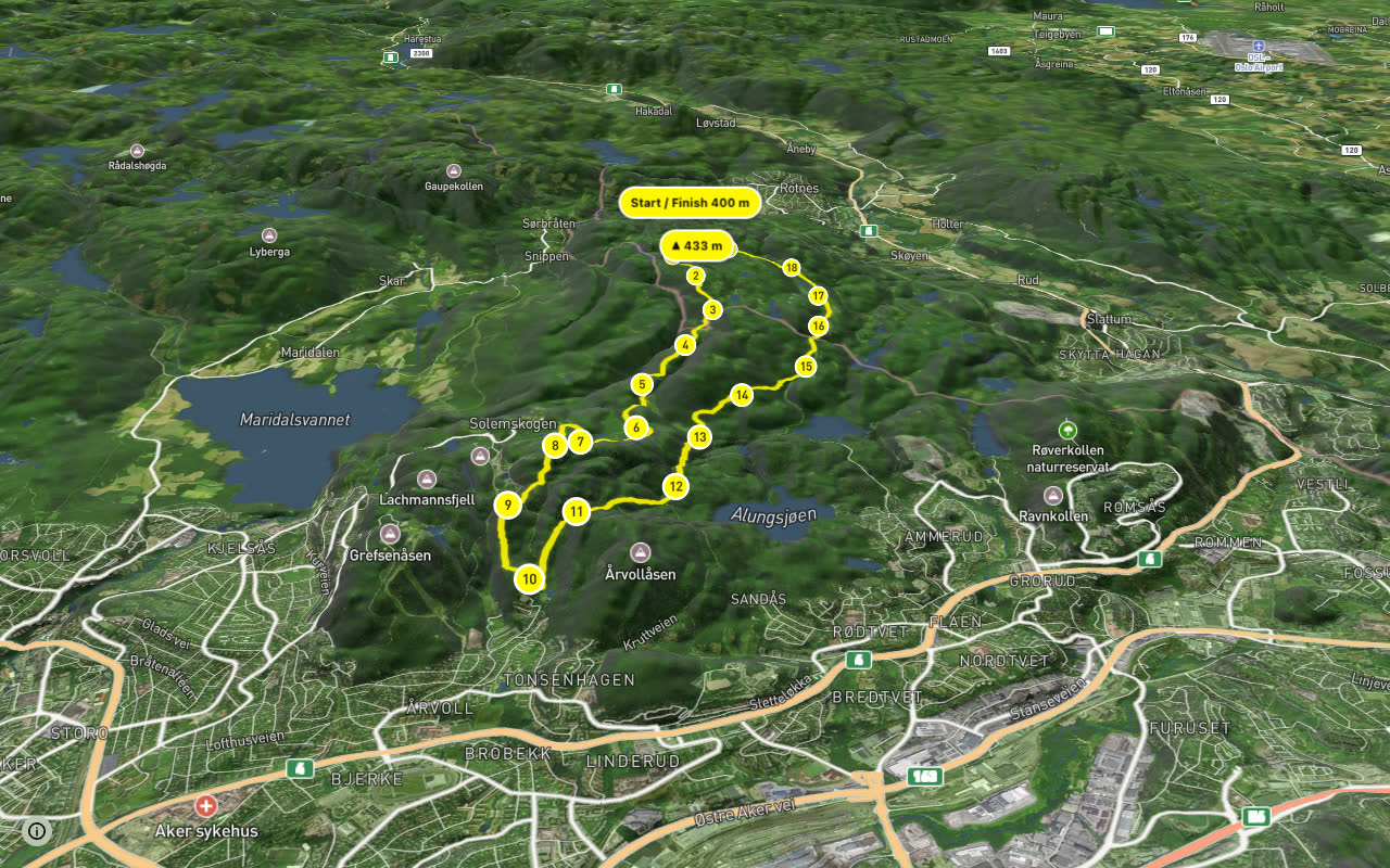 Godløypa seen over 3D terrain