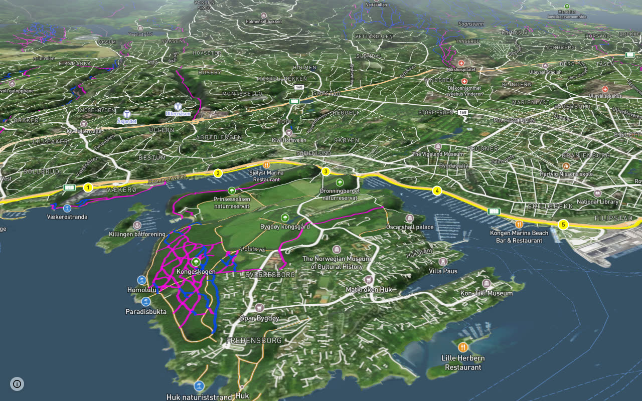Oslo - Lysaker seen over 3D terrain