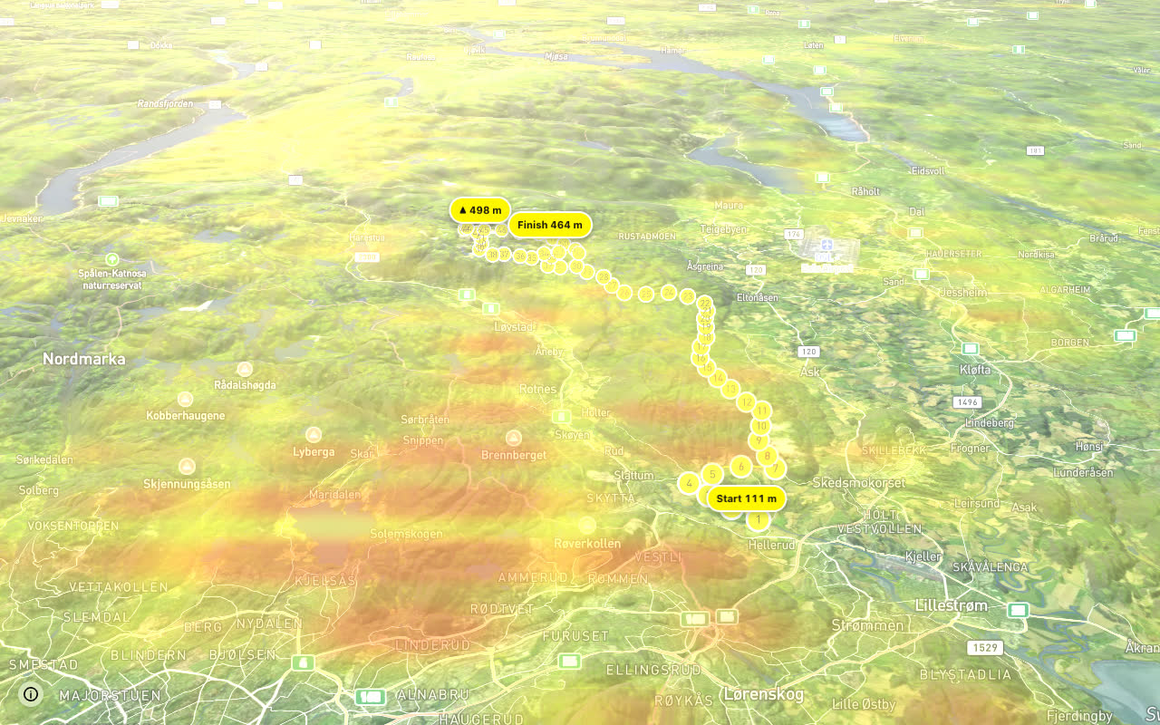 Raumerrittet seen over 3D terrain