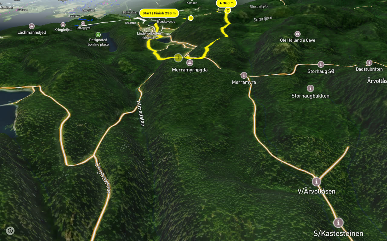 Scott Cup Linderudkollen seen over 3D terrain