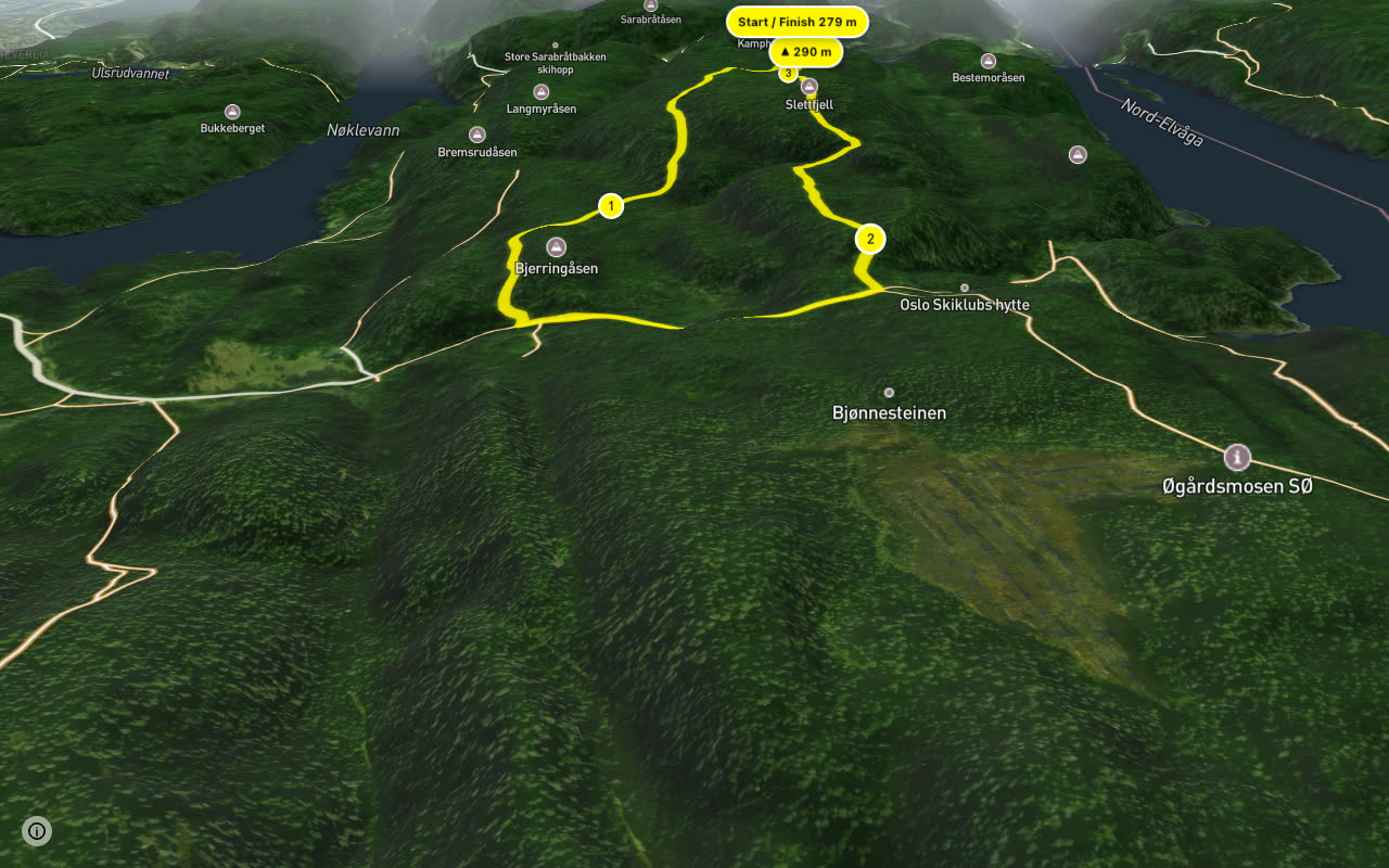 Slettfjellrunden seen over 3D terrain
