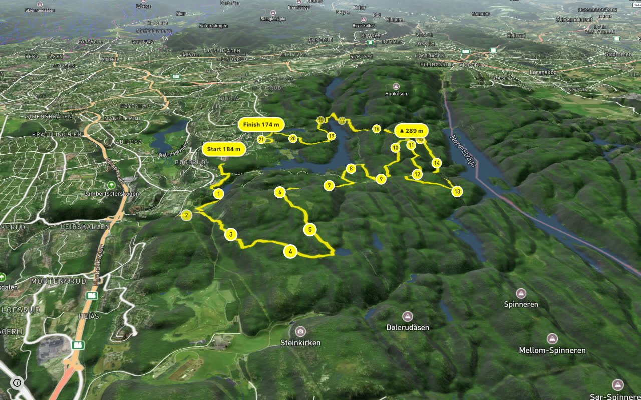 Terrengsykkelrittet 2013 seen over 3D terrain