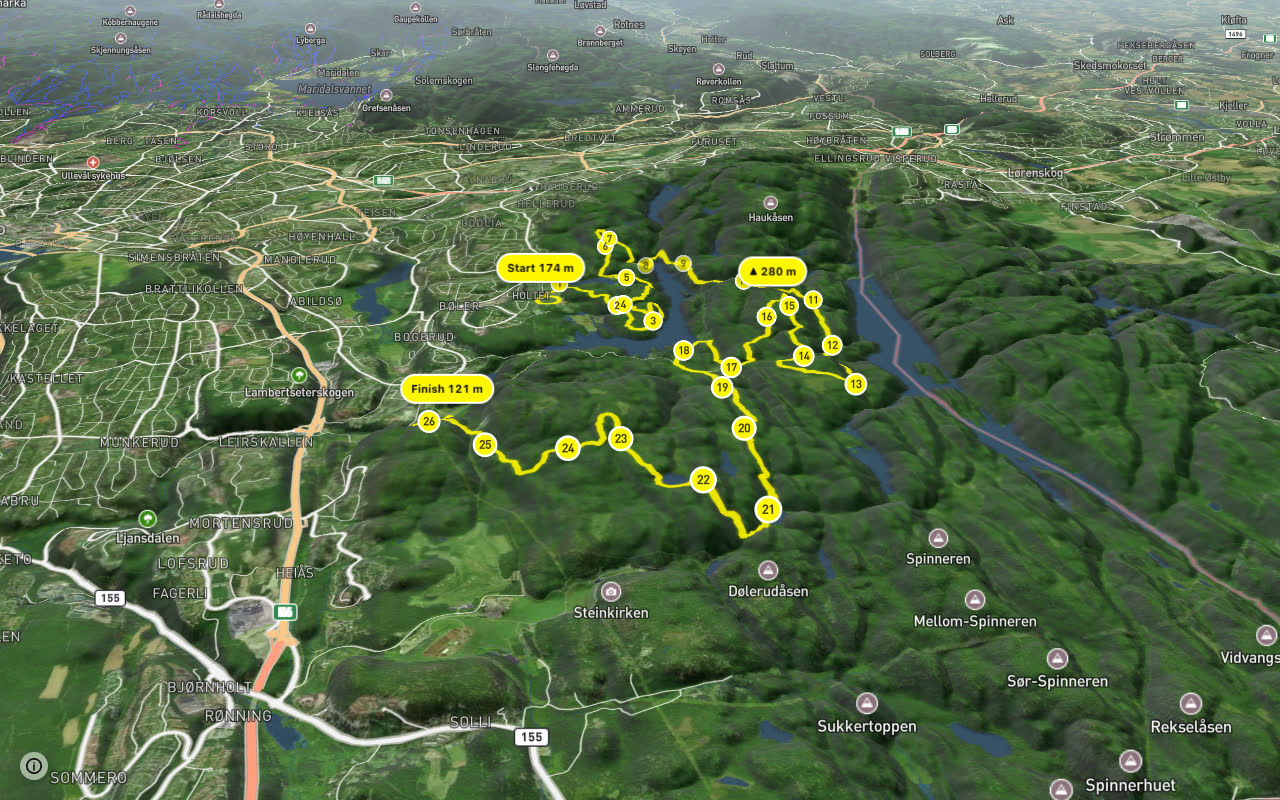 Terrengsykkelrittet 2014 seen over 3D terrain
