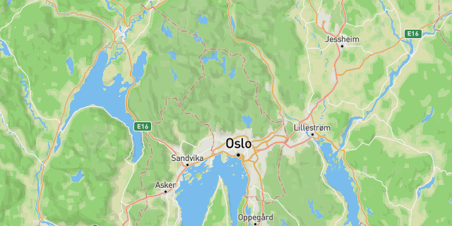 Map of the routes around Oslo