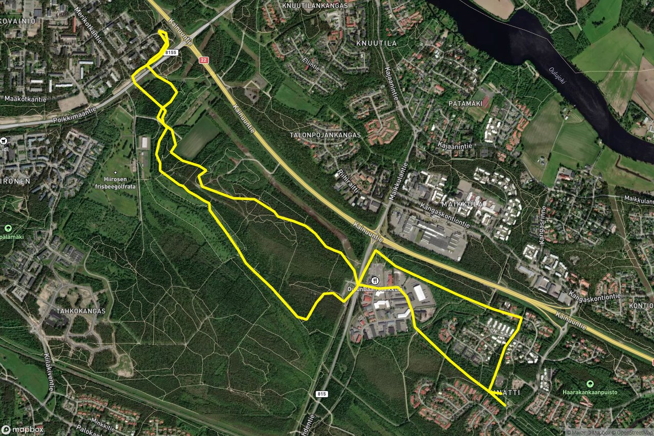 Haaransuontie – Naavakuusentie 9 km loop seen over 3D terrain
