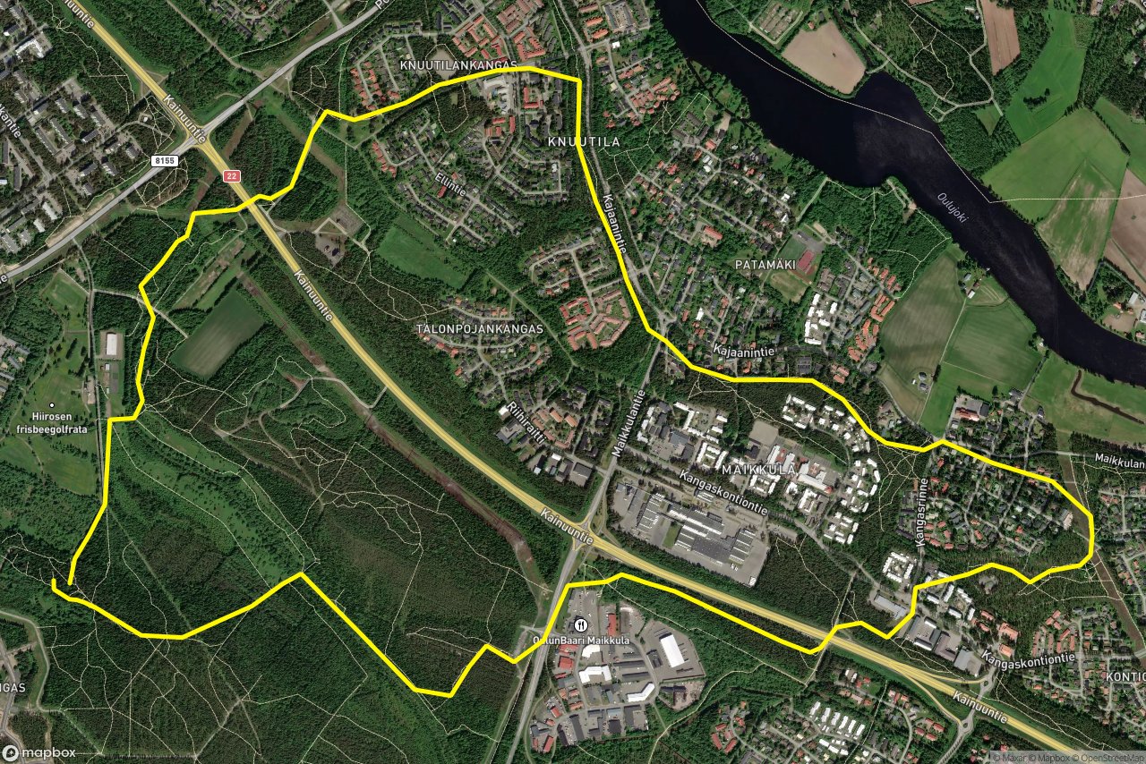 Maikkulanrinne – Hiekkarinne 10 km loop seen over 3D terrain